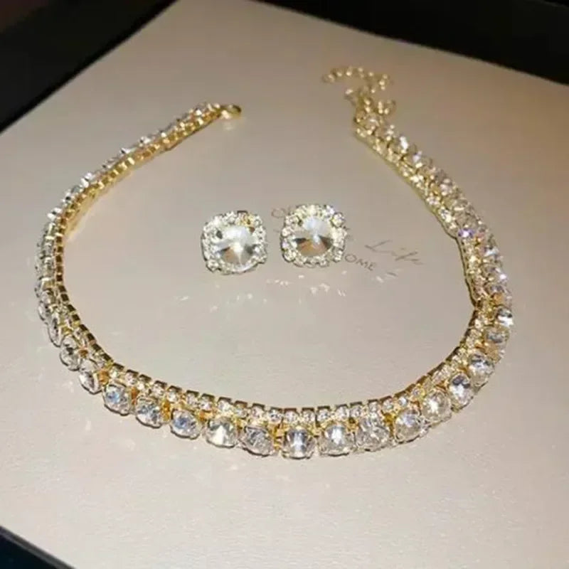 Crystal Necklace Earrings Set